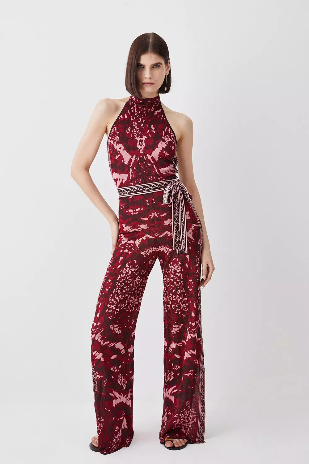 Petite Compact Viscose Stretch Drape Tailored Jumpsuit