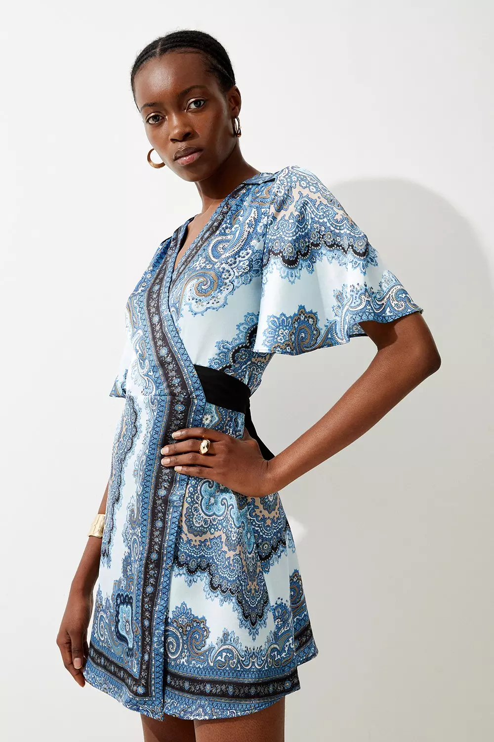 Blue scarf 2025 print dress