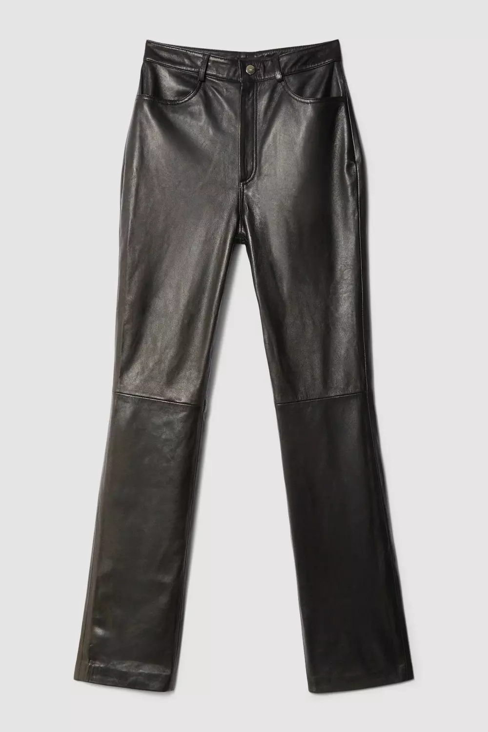 Plus Size Leather Pocket Slim Flare Pants | Karen Millen