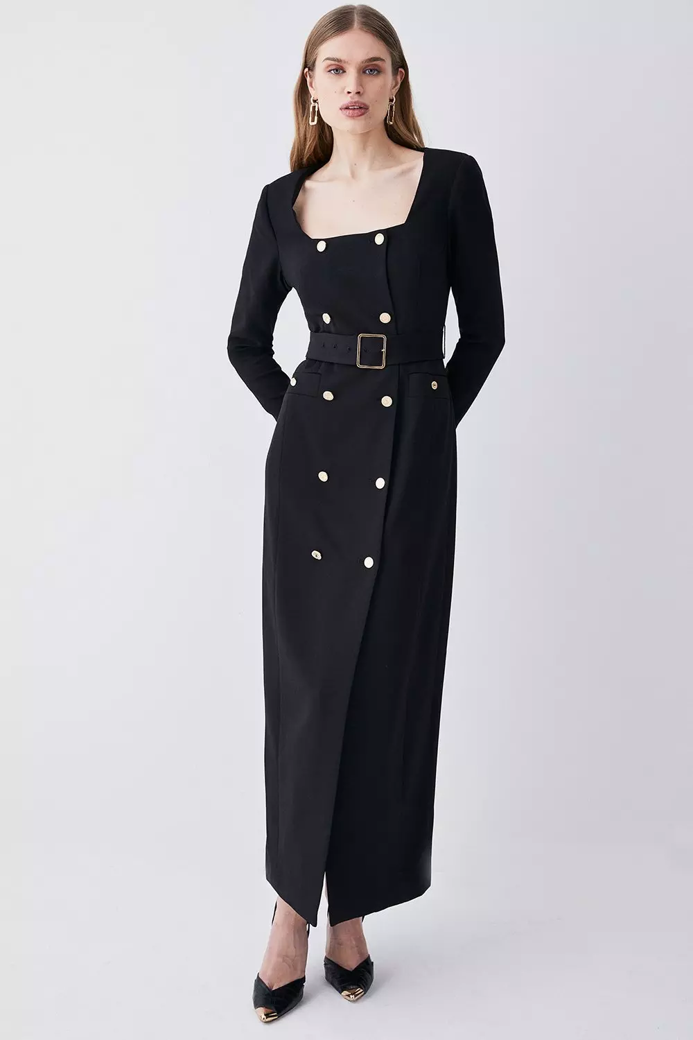 Tuxedo maxi cheap dress