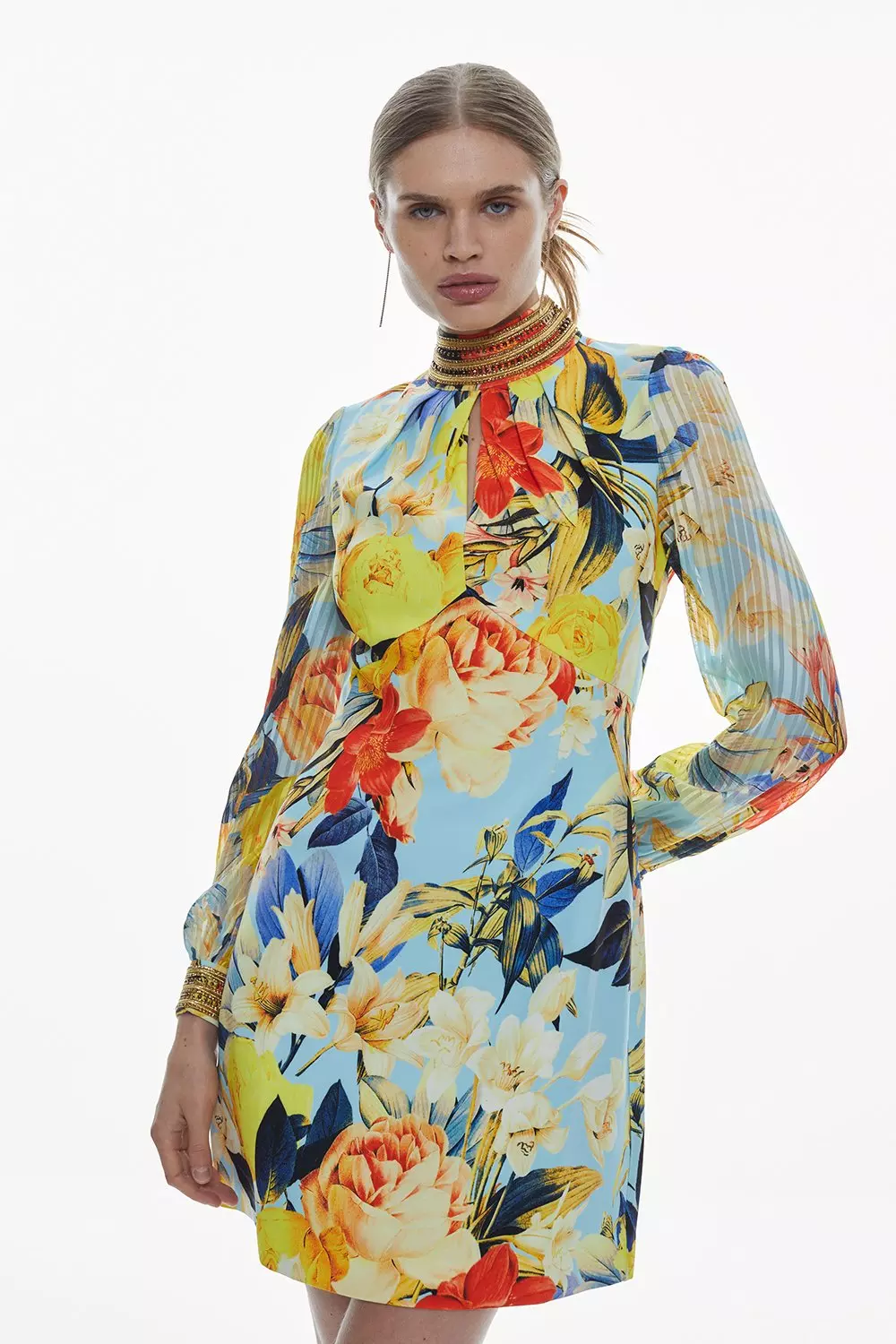 Karen millen yellow floral 2024 dress