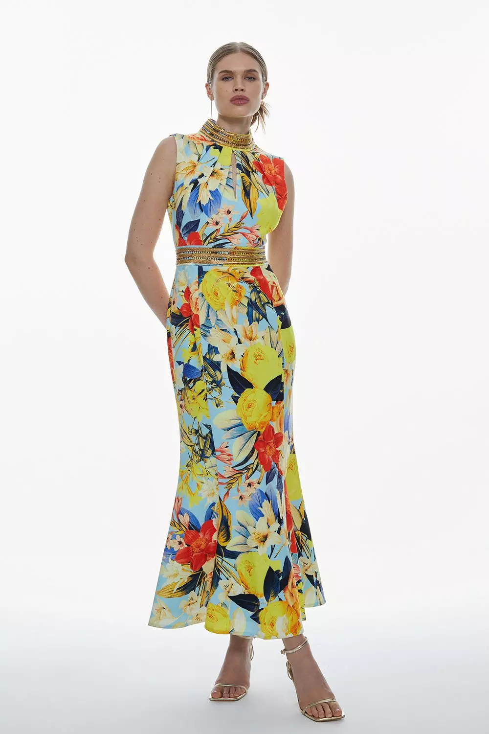 Karen millen shop yellow floral dress