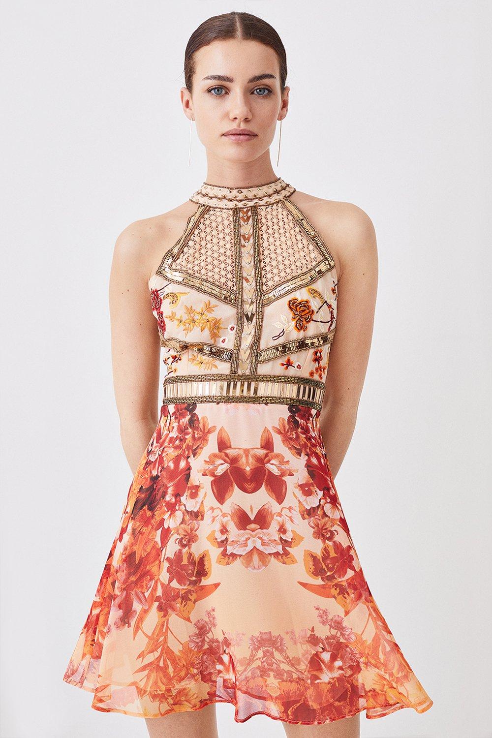 Beaded Embroidered Mini Dress - Women - Ready-to-Wear