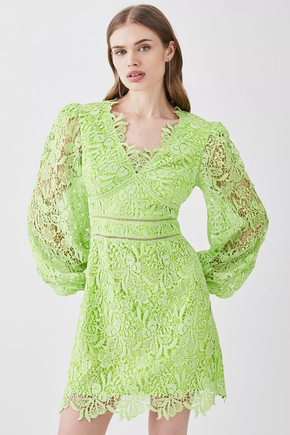 V Neck Guipure Lace Dress