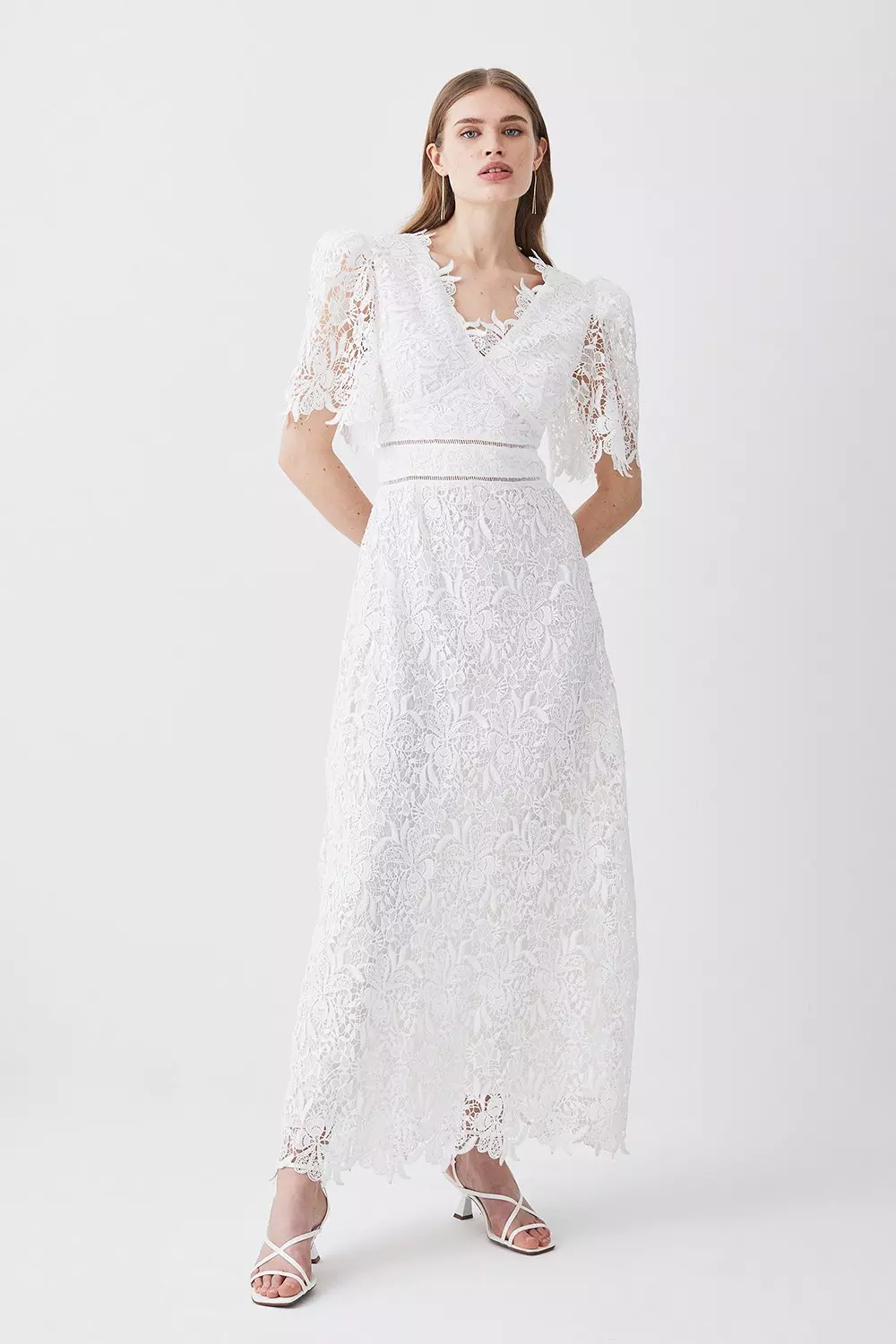 White flute shop sleeve dress