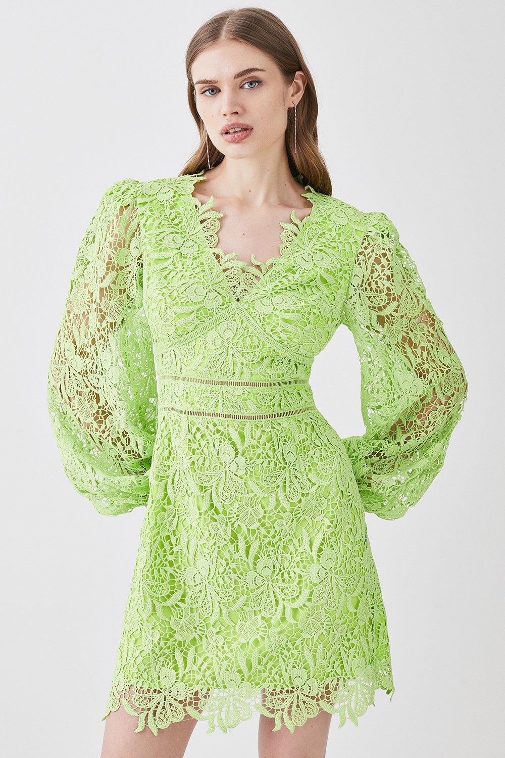 Karen millen shop lime lace dress