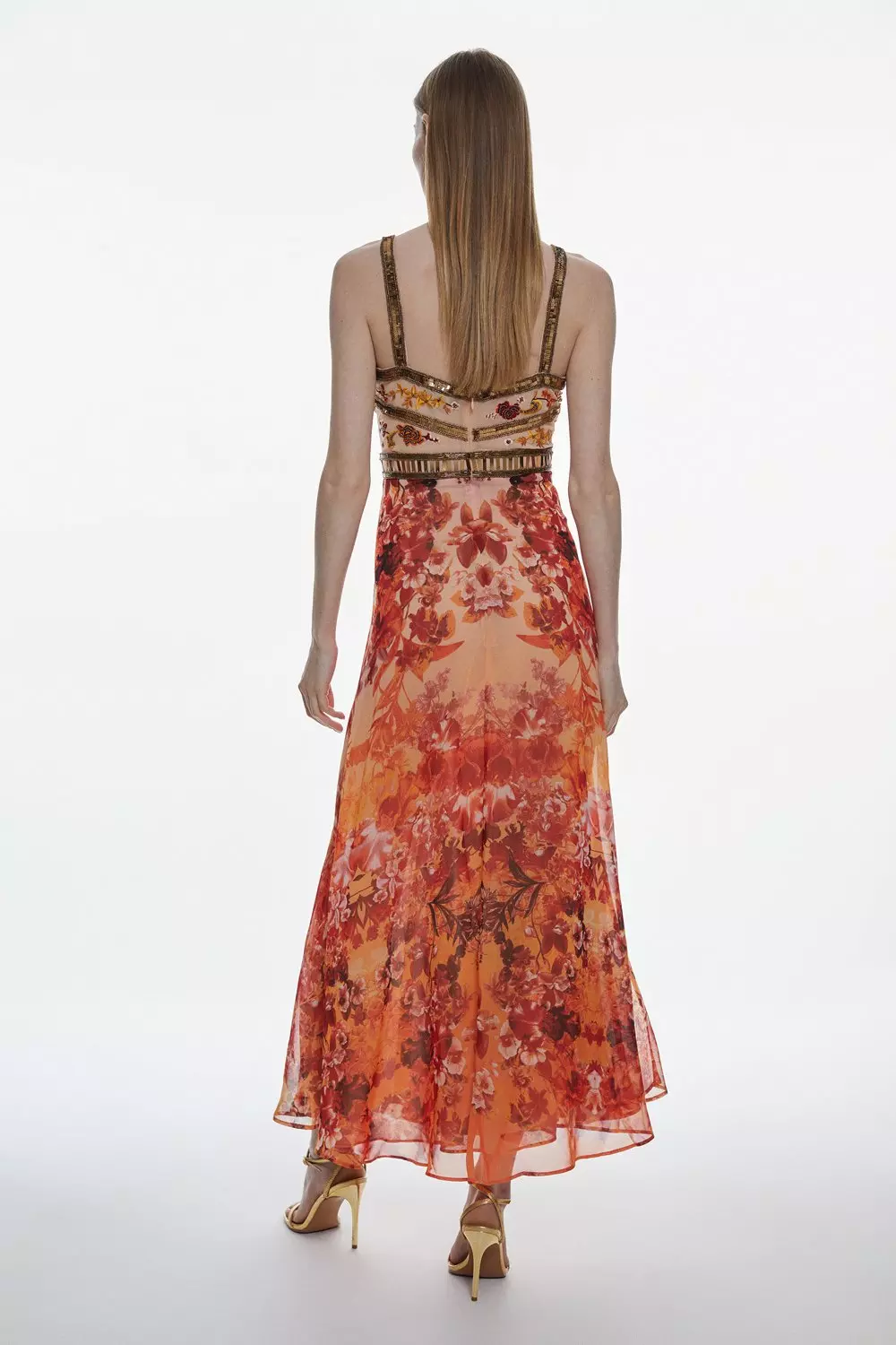 Tall Beaded And Embroidery Woven Midi Dress | Karen Millen