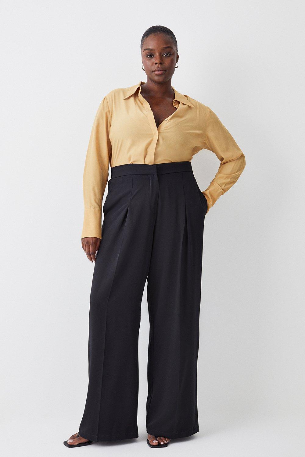 Plus size high shop waisted wide leg trousers