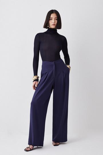 Navy Tall Essential Tailored Wide Leg Trouser