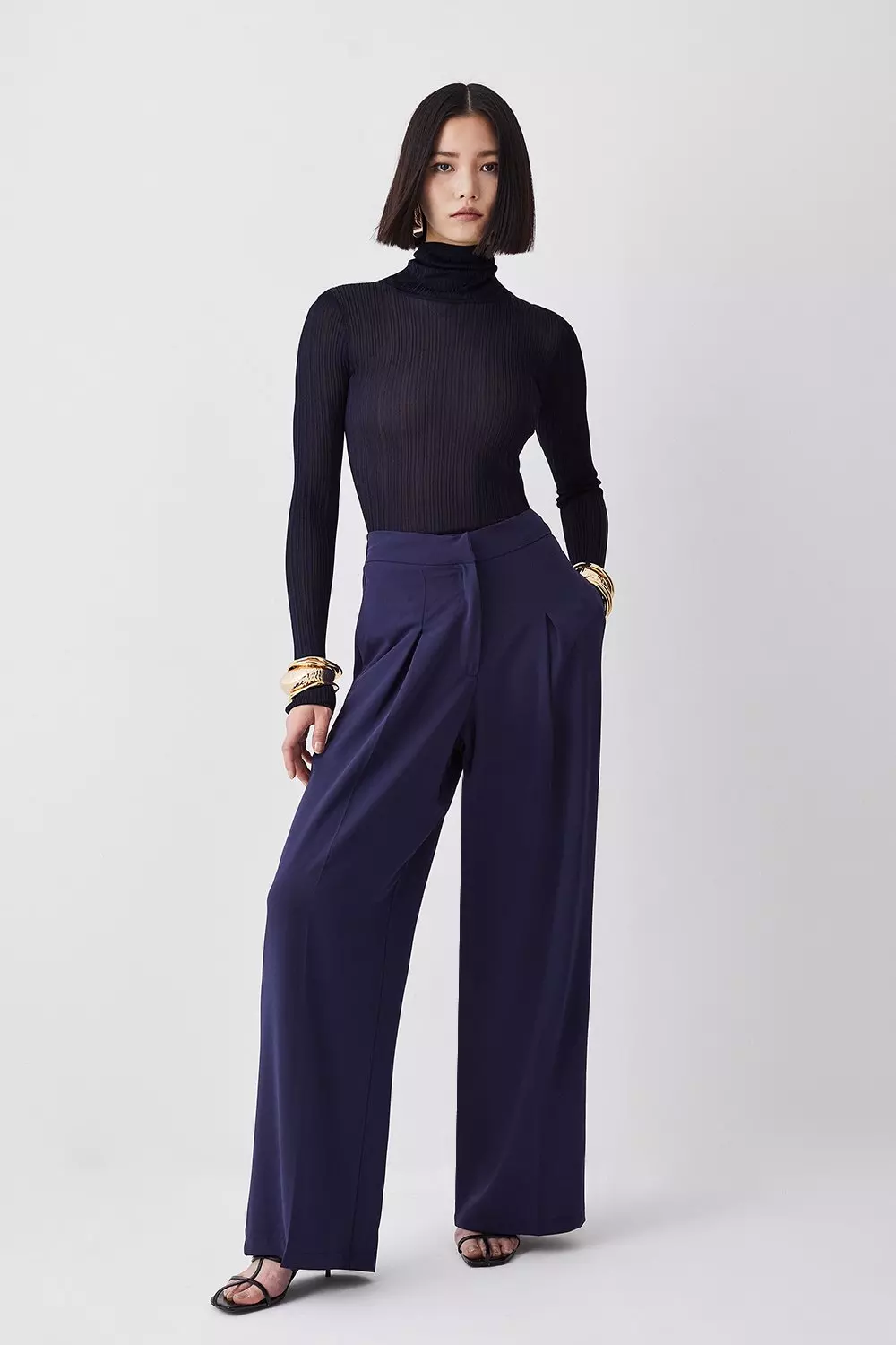 Essential Tailored Wide Leg Woven Pants | Karen Millen