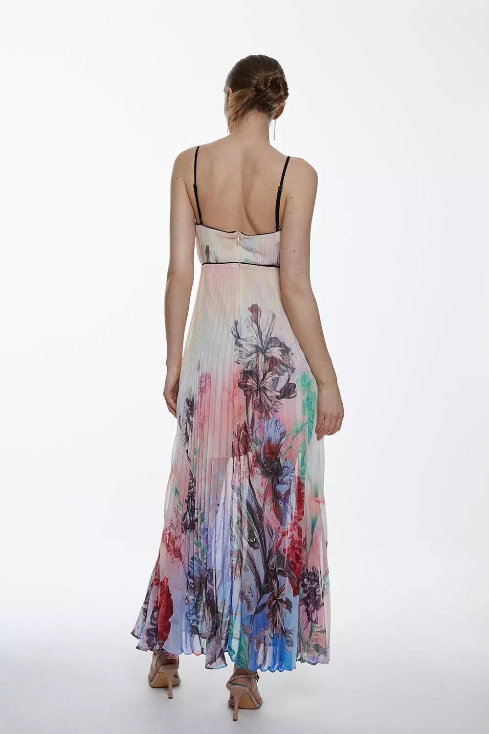 Little mistress pleated deals floral maxi dress