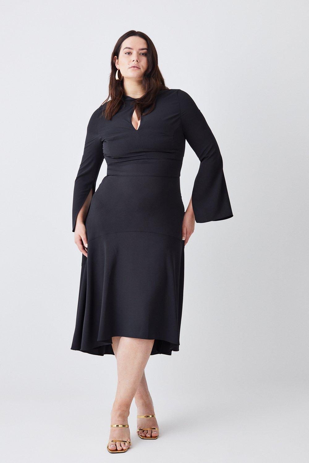 Plus size black dress with hot sale bell sleeves