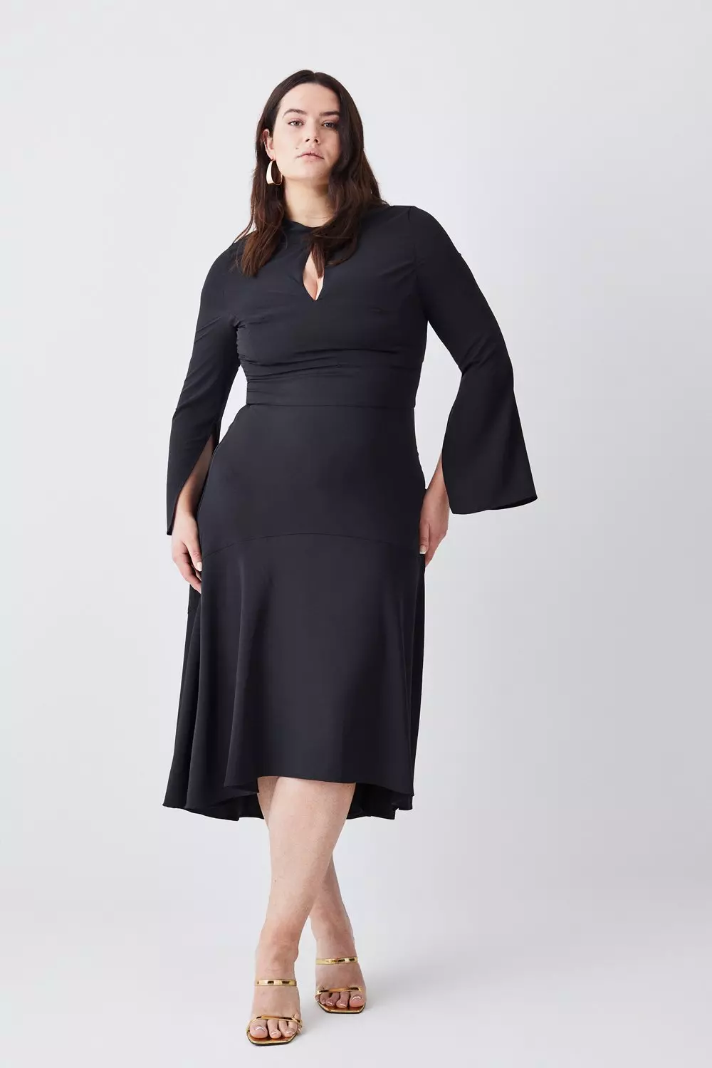 Plus size midi dress long sale sleeve