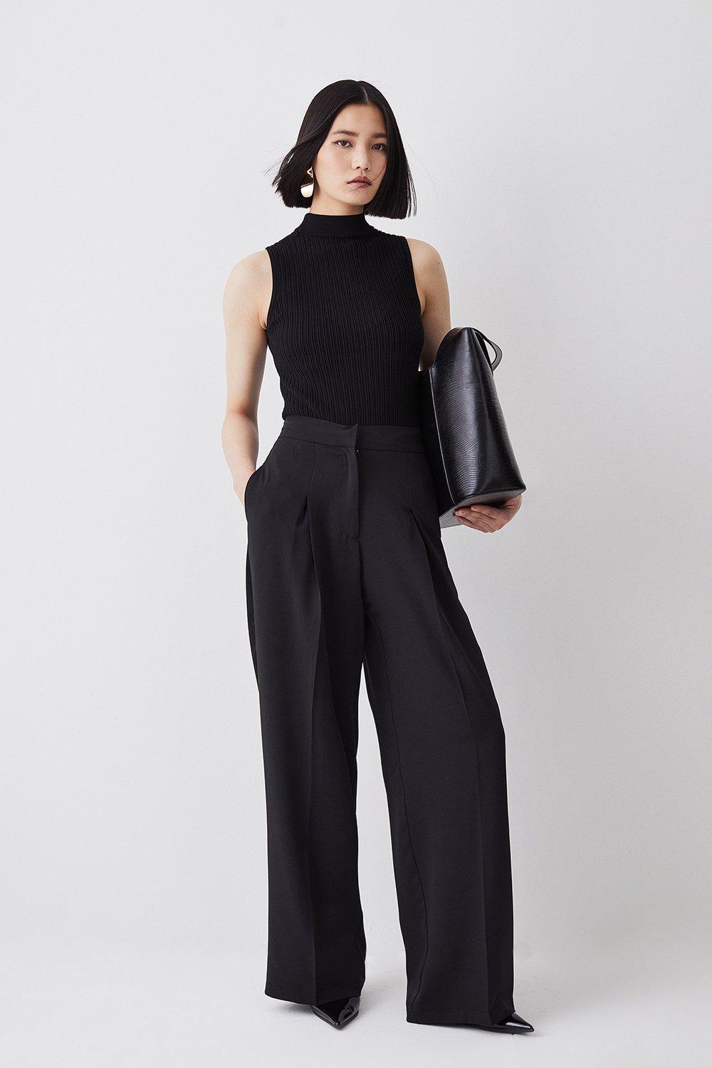 Essential Tailored Wide Leg Woven Trousers