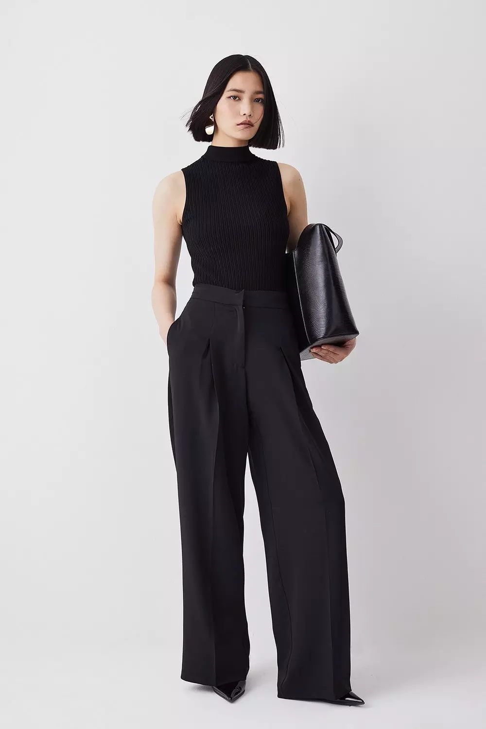 Cambridge Tailored Wide Leg Pant - Black