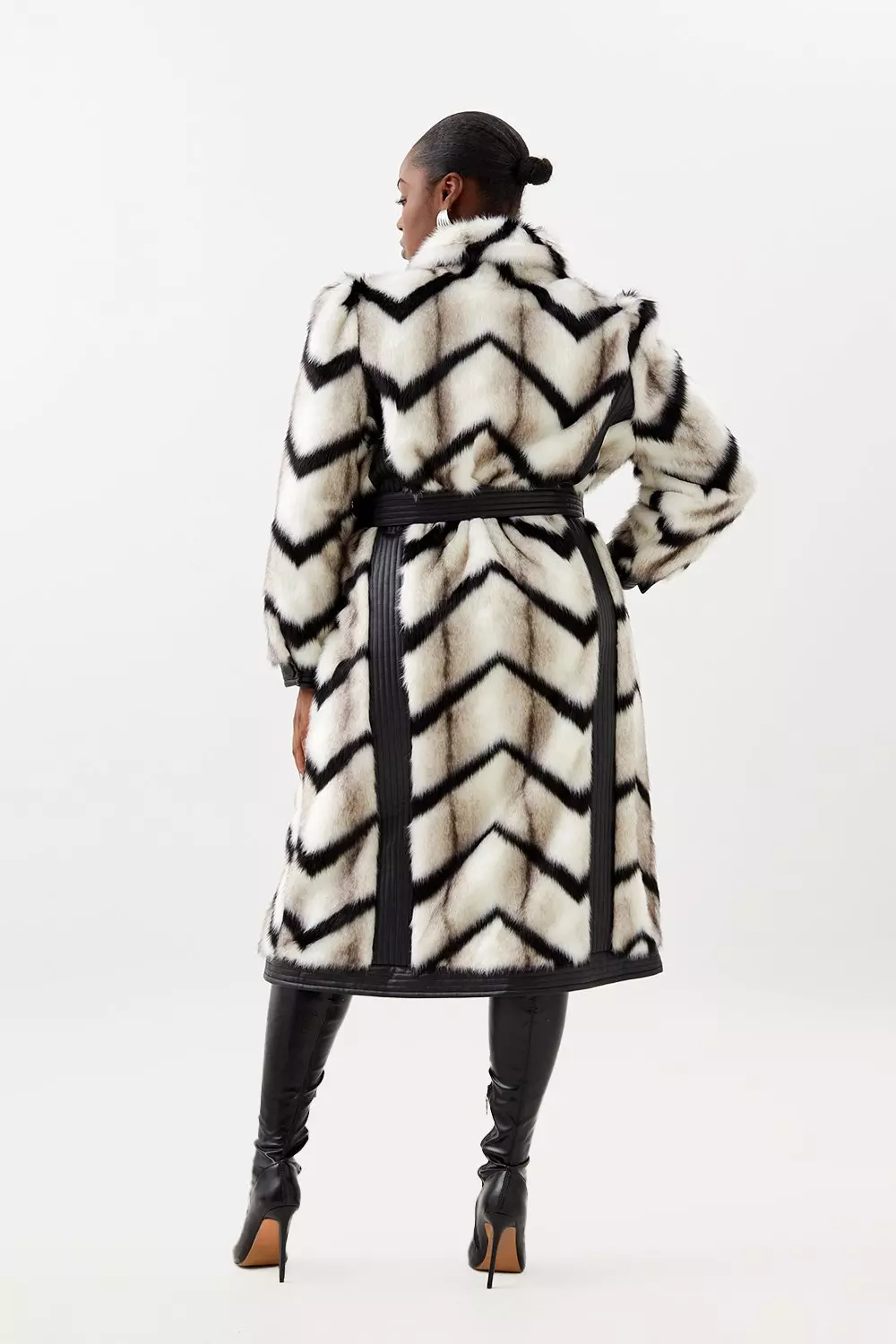 Faux Fur Belted Longline Coat