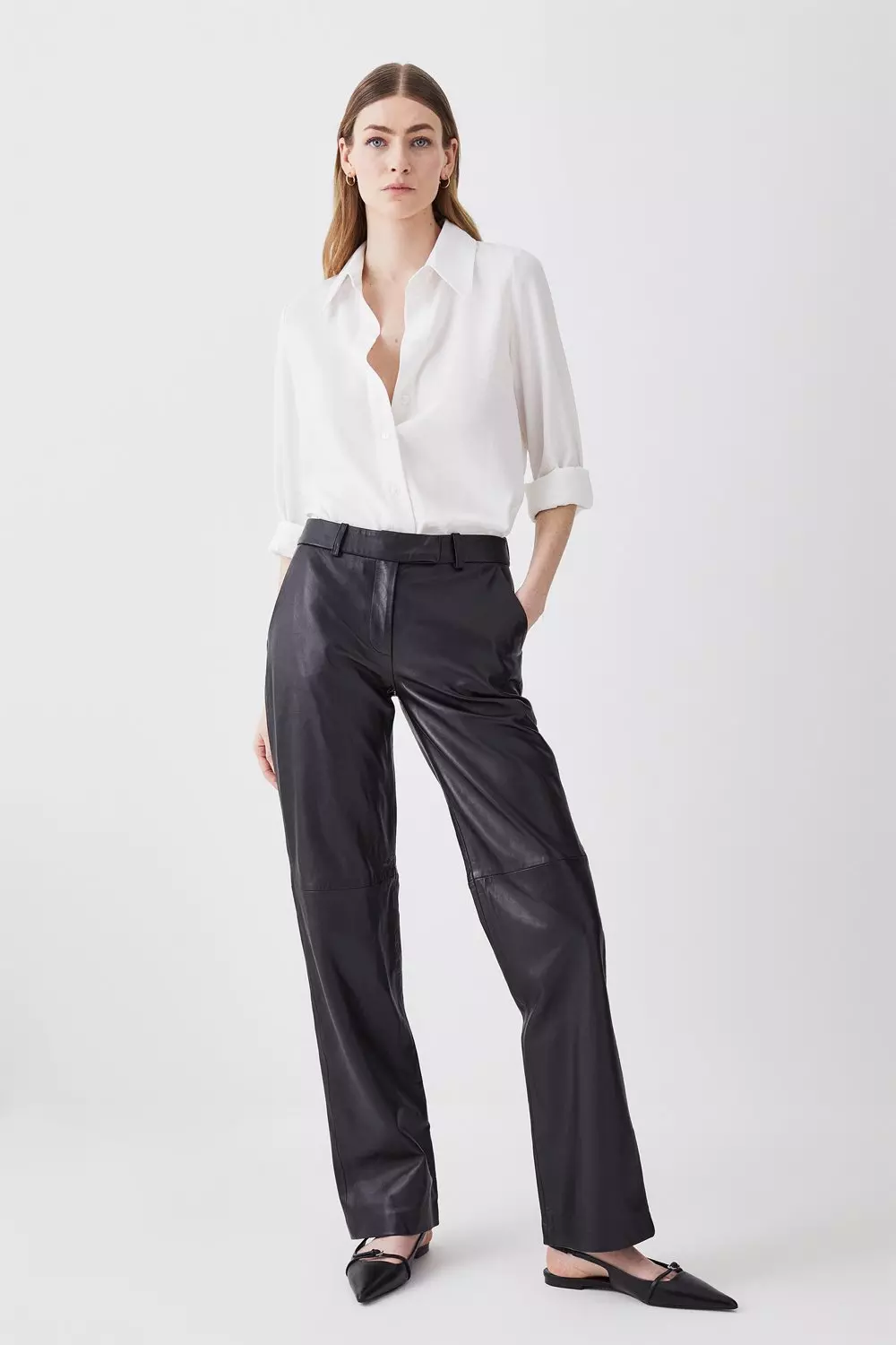 Straight Leg Leather Trousers, Clothing Sale