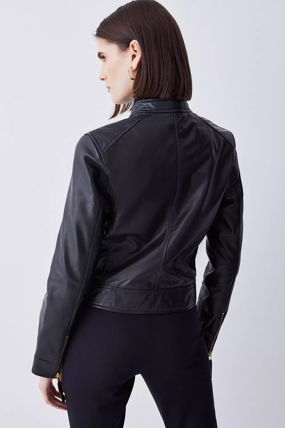 Karen millen collarless 2025 leather jacket