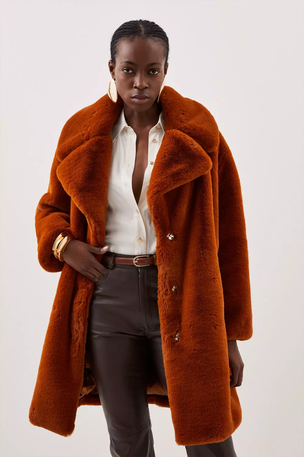 Petite Faux Fur Cocoon Short Coat | Karen Millen
