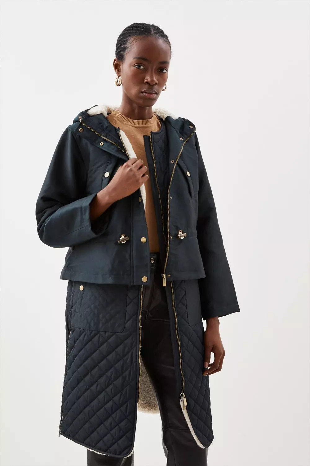 Fur lined trench coat sale