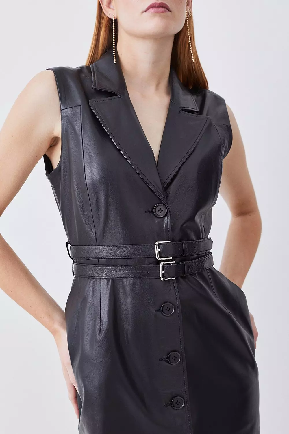 Karen millen leather belt pencil dress sale