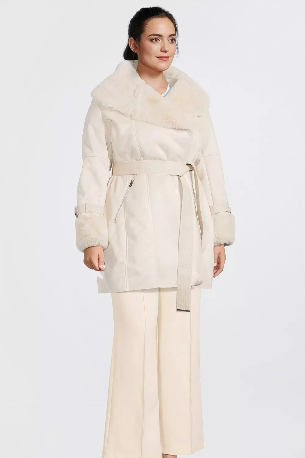 Plus size hot sale cream coat