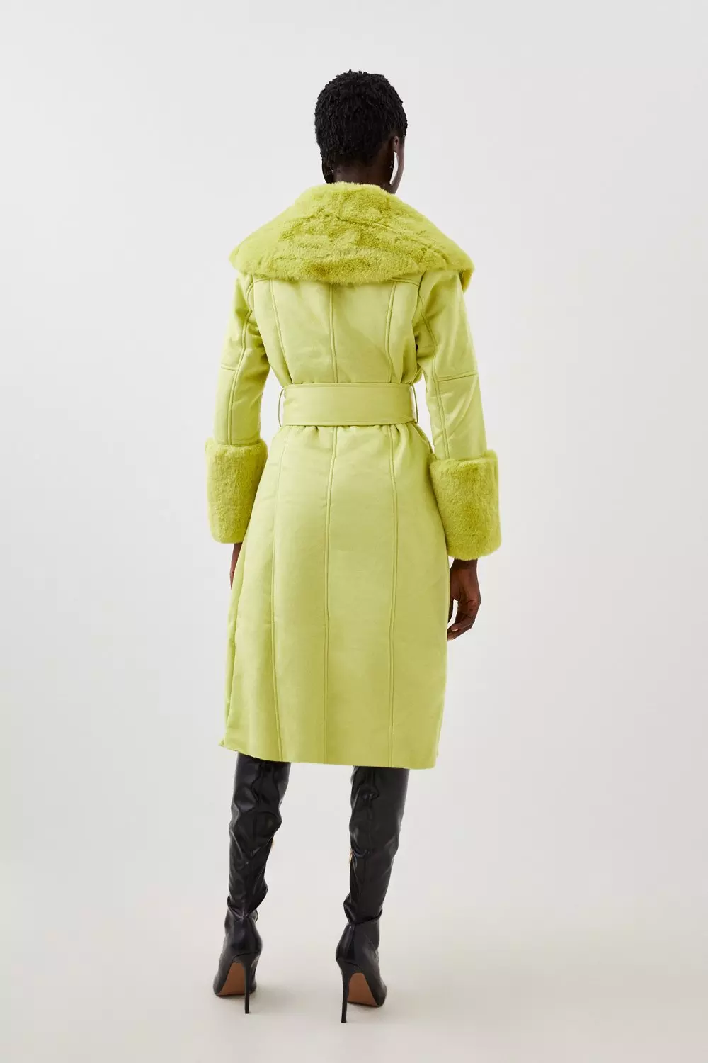 Lime green hotsell faux fur coat