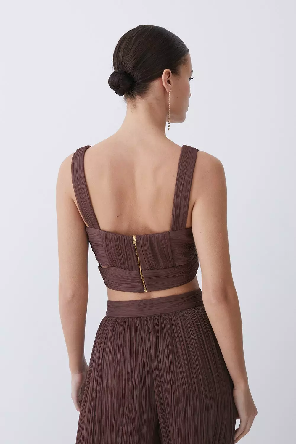 Tailored Satin Back Crepe Cropped Corset Top