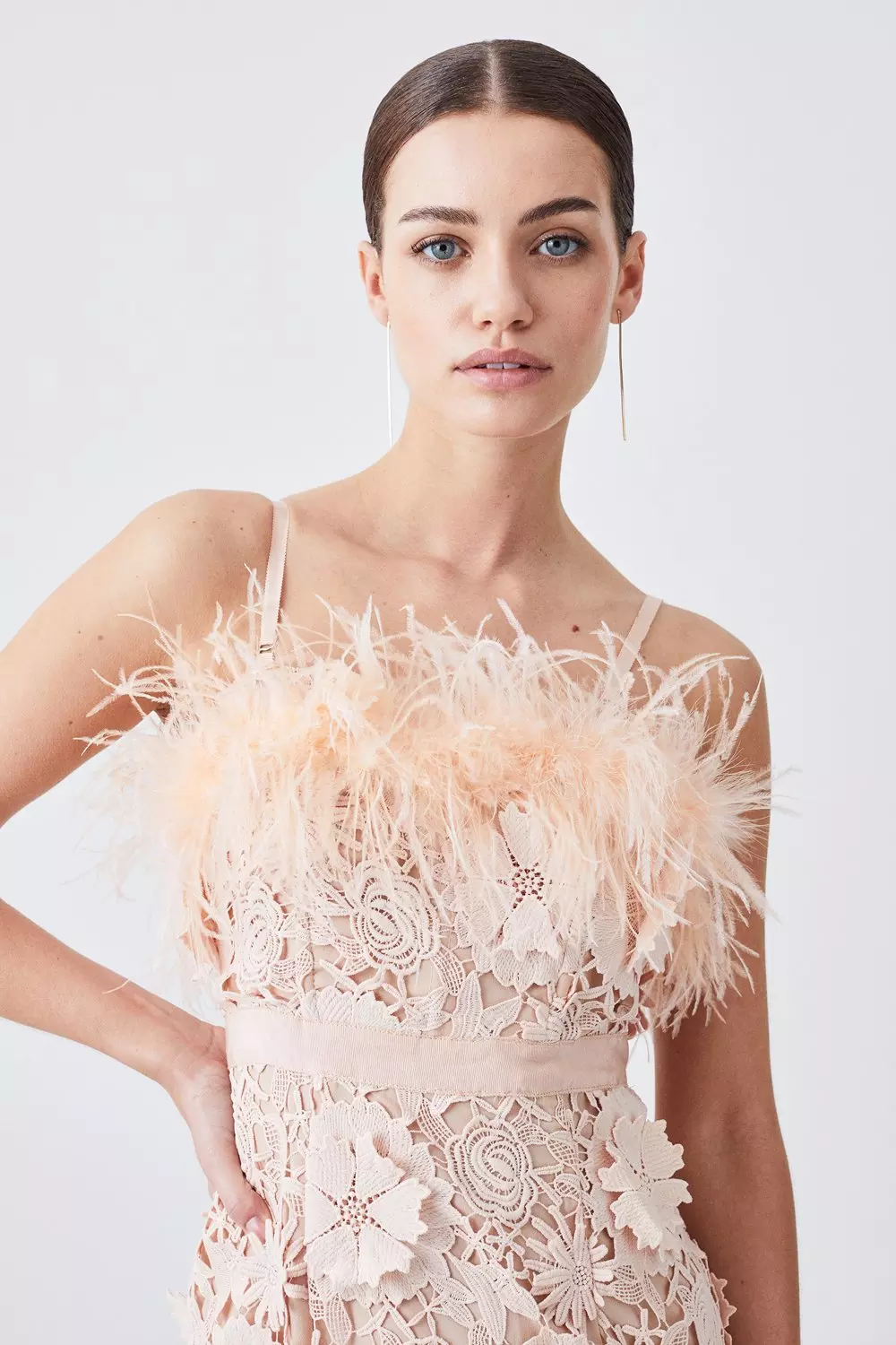 Lace and 2024 feather dress