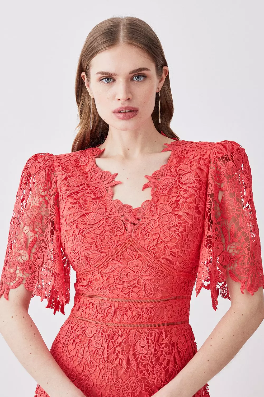 Coral Floral Guipure Lace