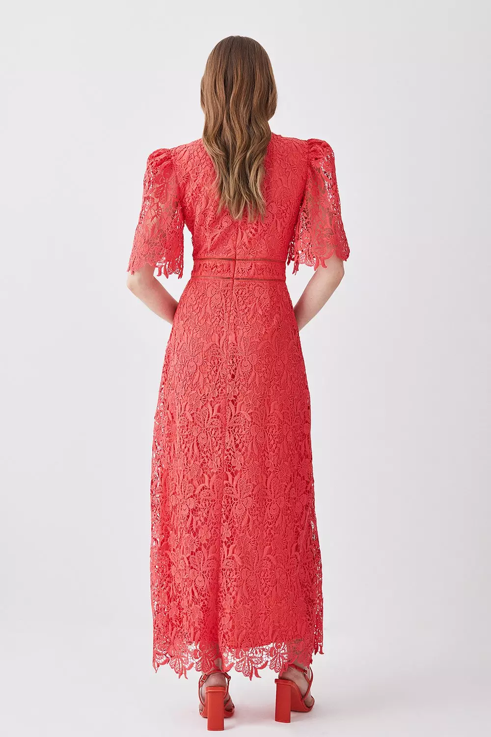 Guipure Lace Flute Sleeved Woven Maxi Dress | Karen Millen