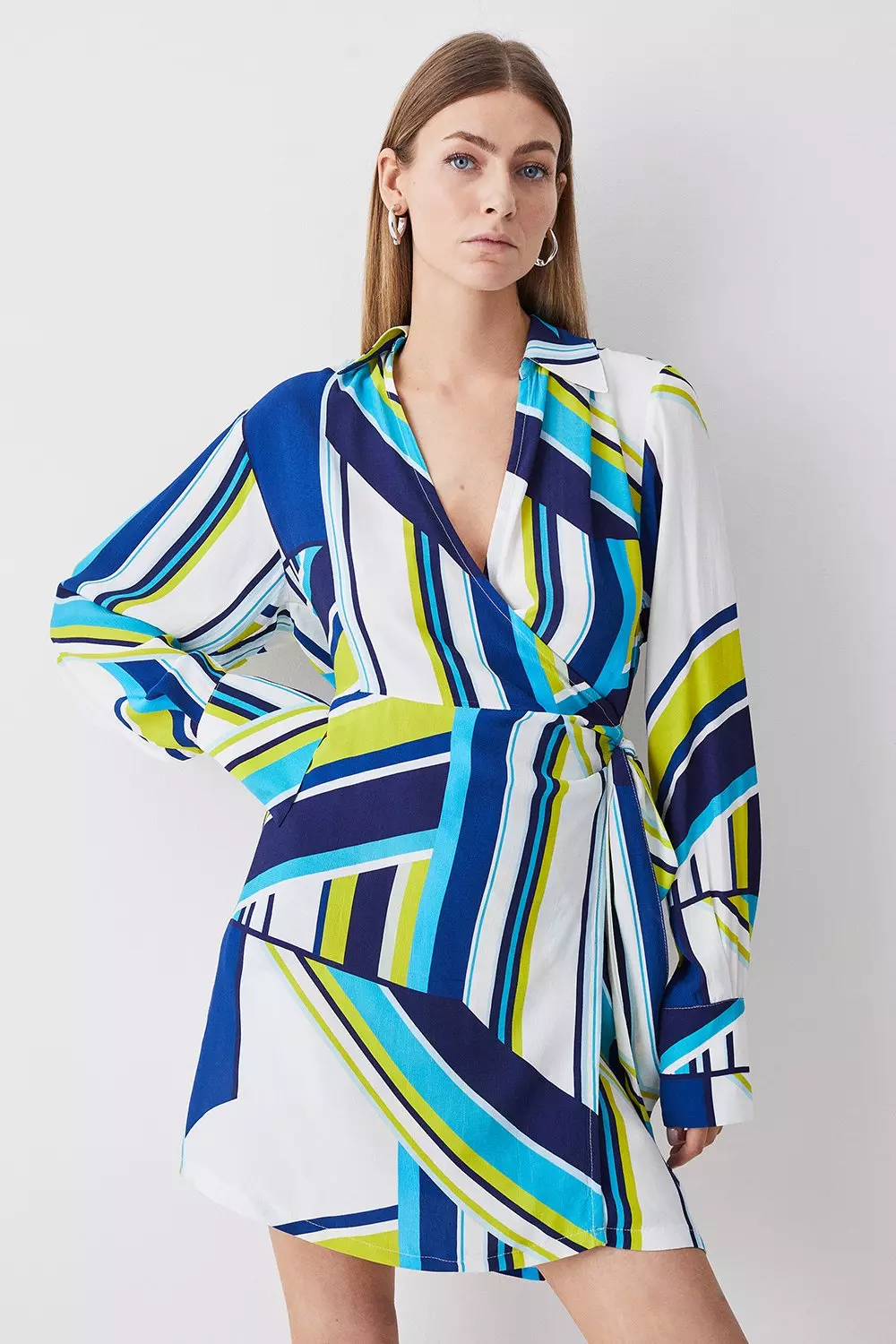 Multi stripe shop wrap dress