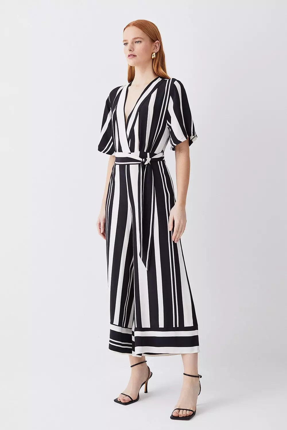 Striped short shop sleeve jumpsuit