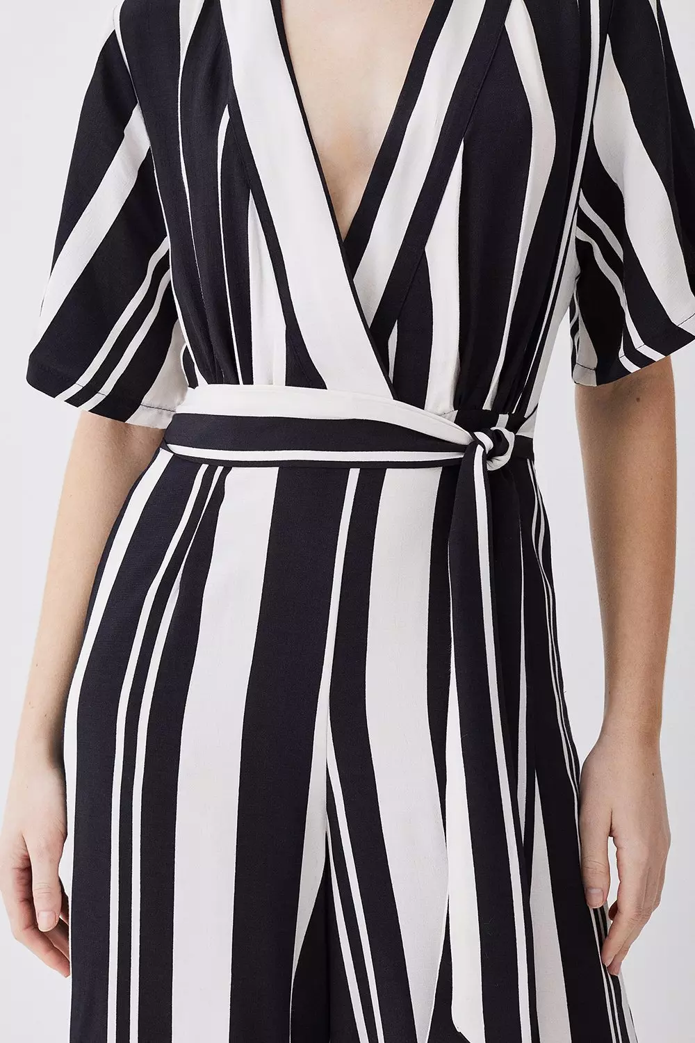 Striped romper best sale black and white