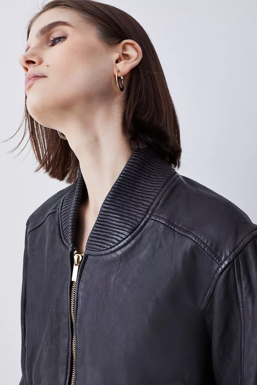 Leather Quilted Bomber Jacket | Karen Millen