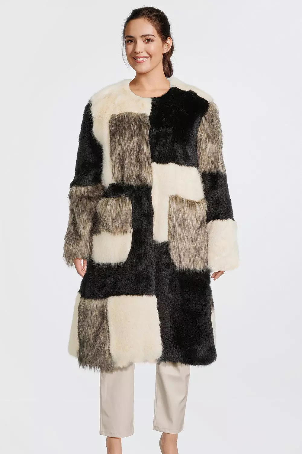 Karen millen green hot sale faux fur coat