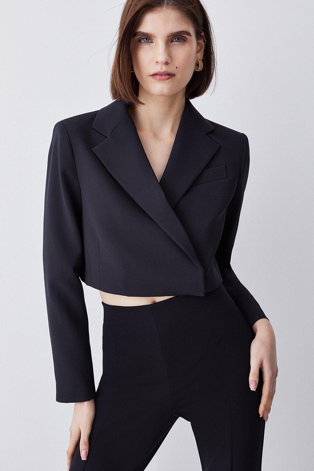 Black Cropped Blazer - Suit Set - Women's Cropped Blazer - Co Ord - Lulus