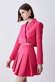 Pink Tailored Pleated Full Mini Skirt