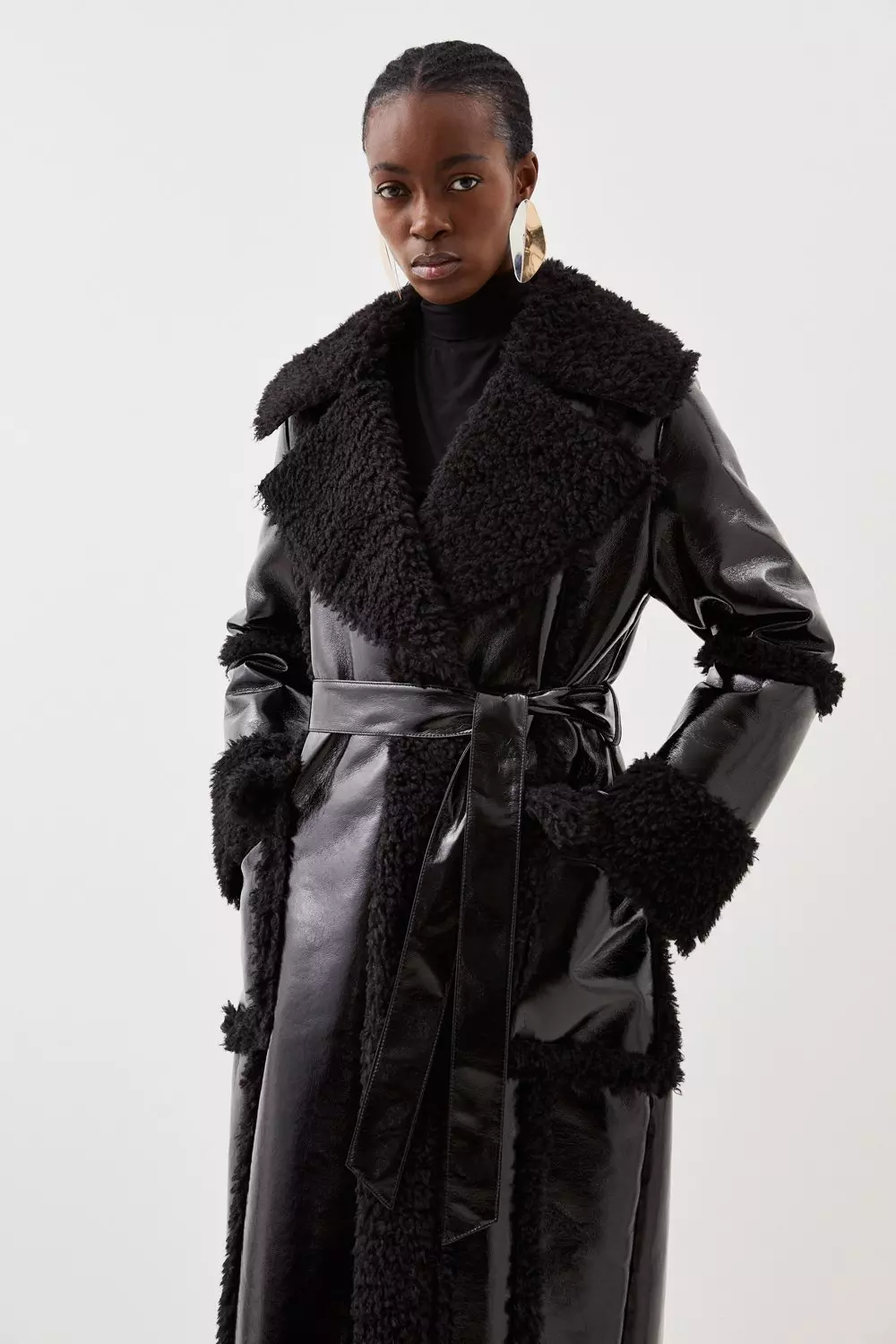 Vinyl faux clearance fur trim coat