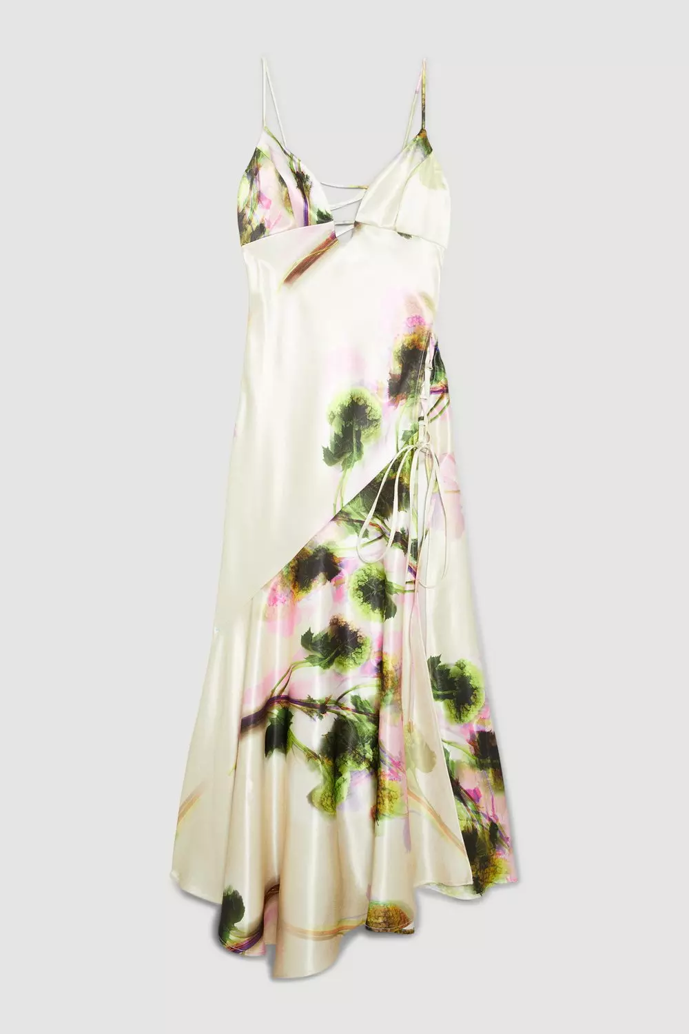 Floral satin and lace maxi dress