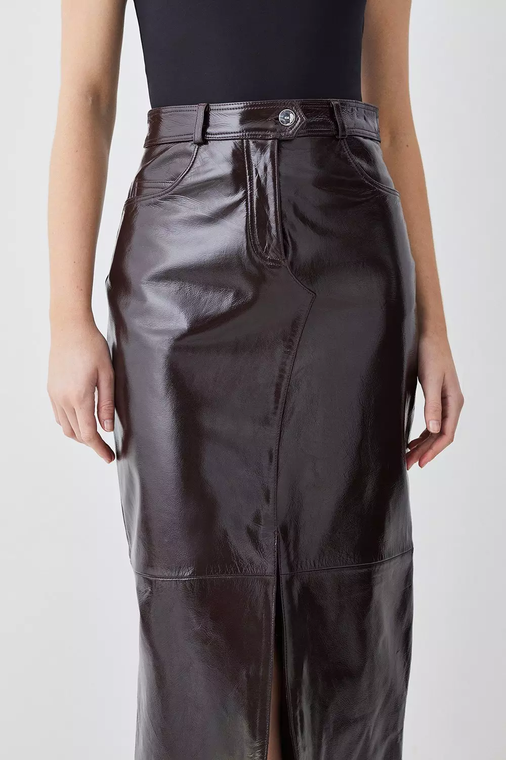 Patent Leather 5 Pocket Maxi Skirt Karen Millen