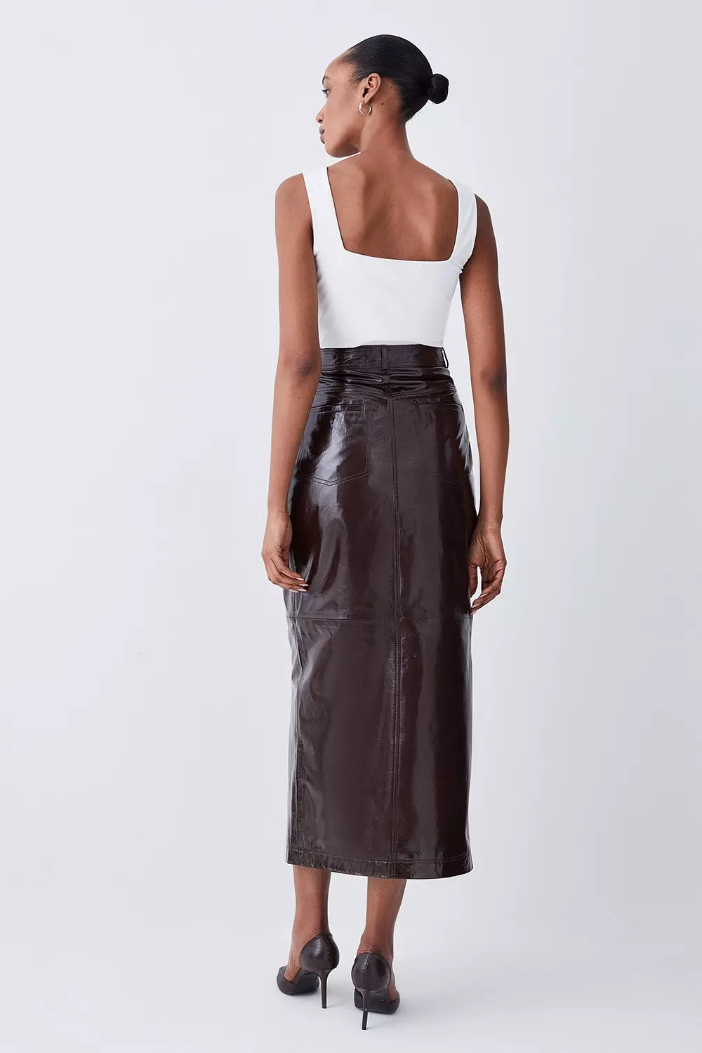 Black maxi hotsell leather skirt