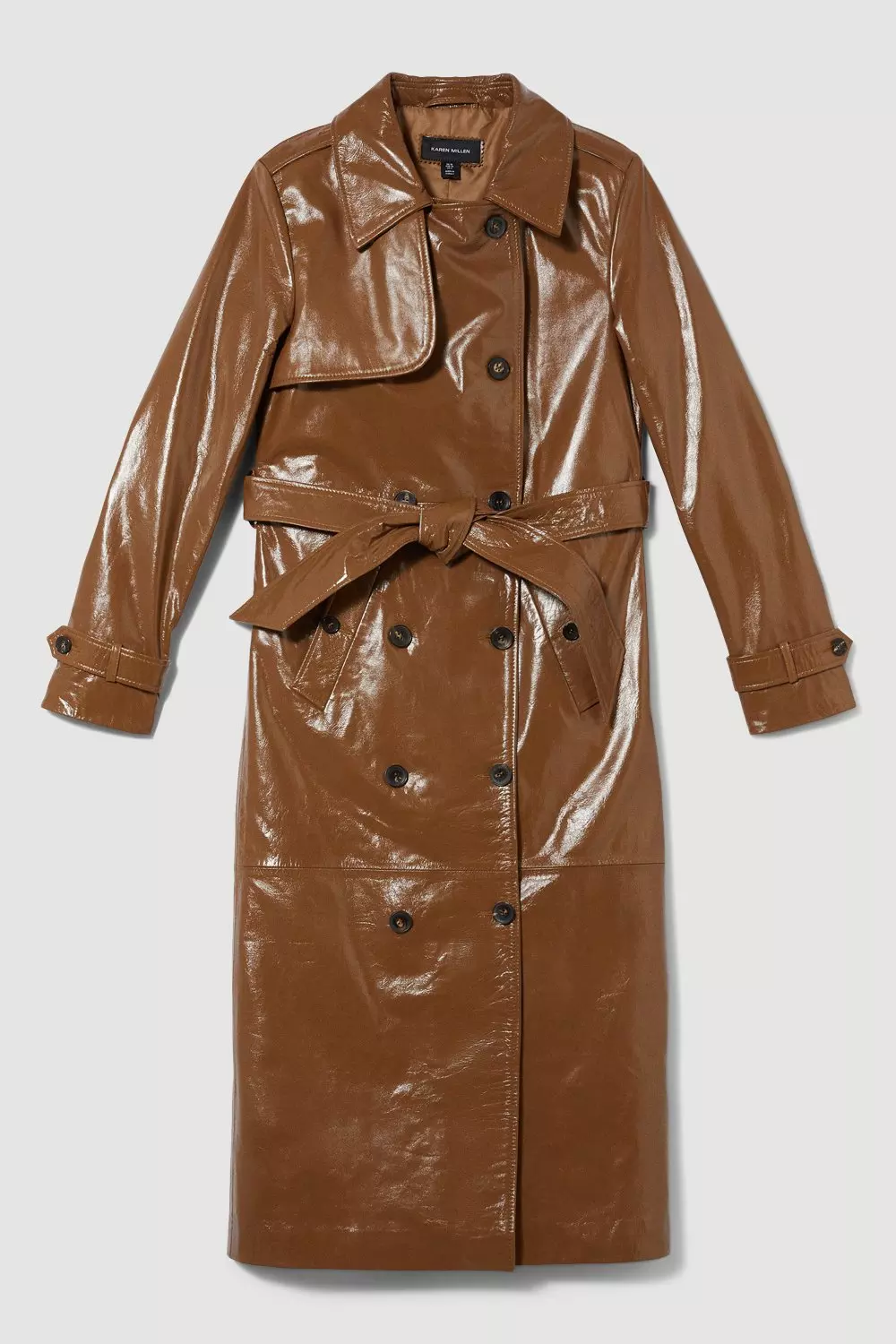 Patent sales leather raincoat