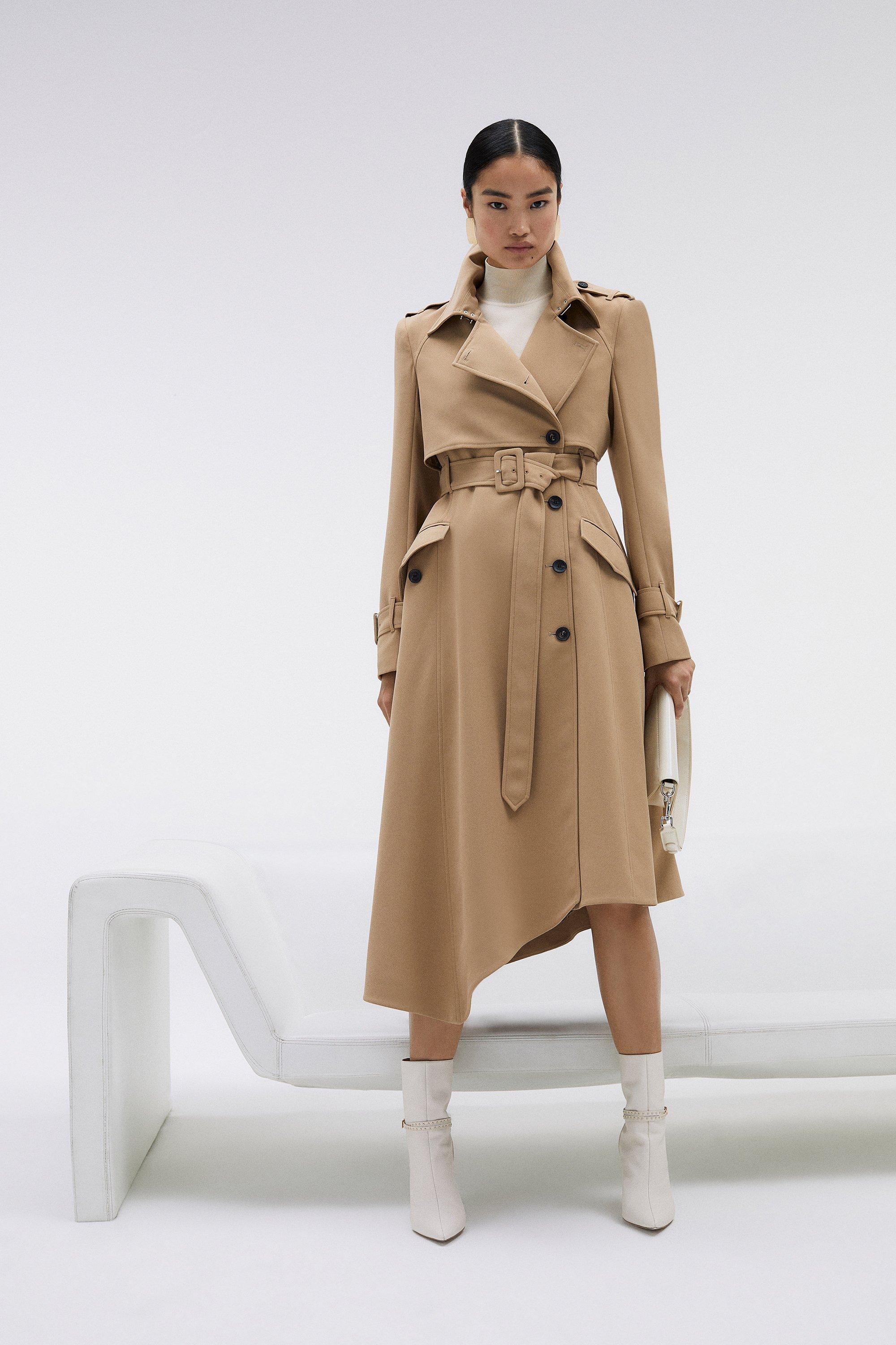 Tailored Asymmetric Hem Trench Coat