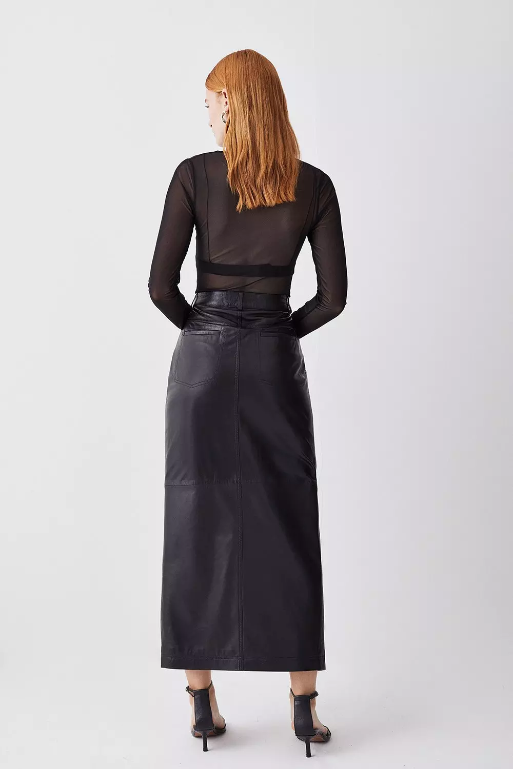 Long leather shop maxi skirt