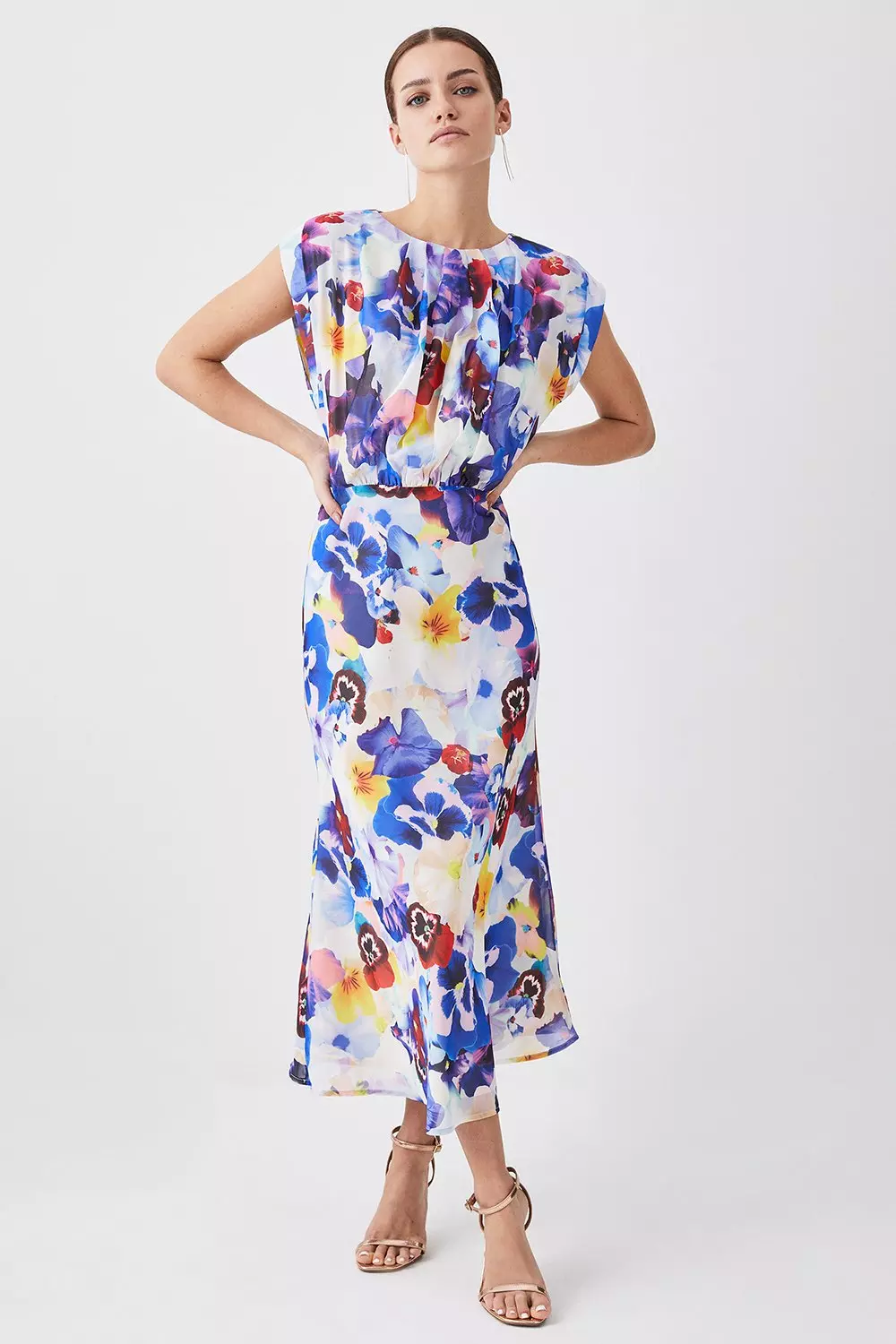 Petite midi shop floral dress