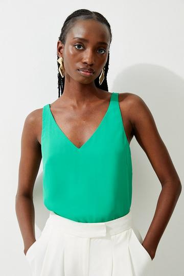 Green Georgette Woven Cami Top