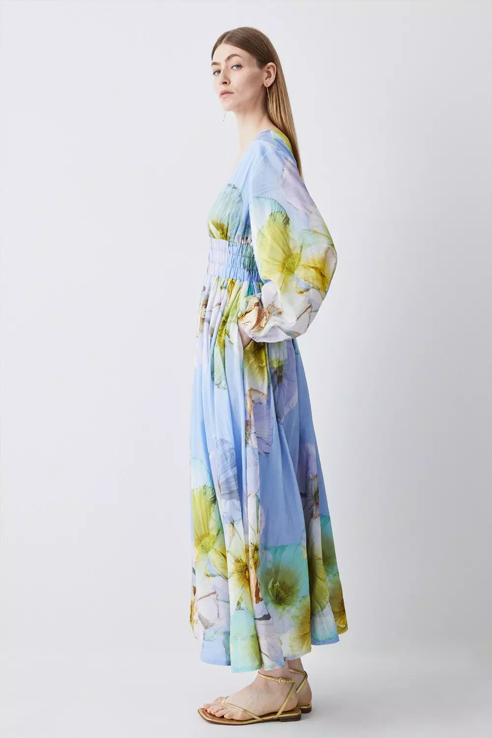 Vivian floral print silk-cotton maxi dress - Jelena Bin Drai