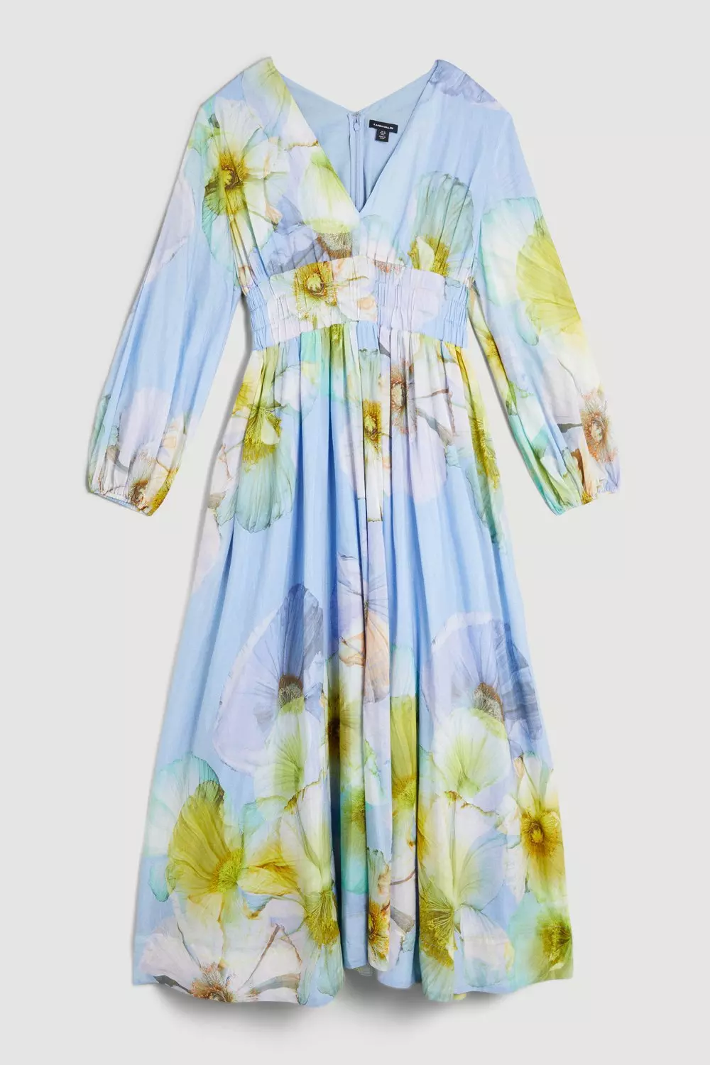 Paper cotton silk  Long sleeve floral maxi dress, Mirror work
