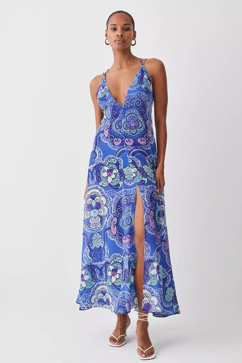 Strappy to be here denim blue maxi clearance dress